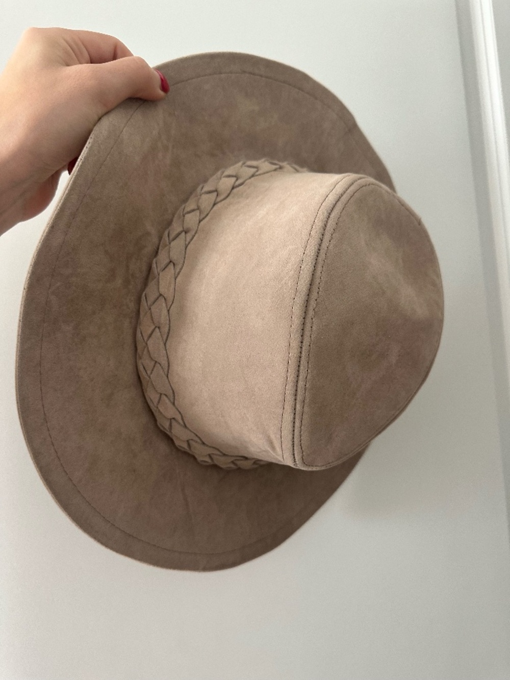 Grey Velvet Wide Brim Hat